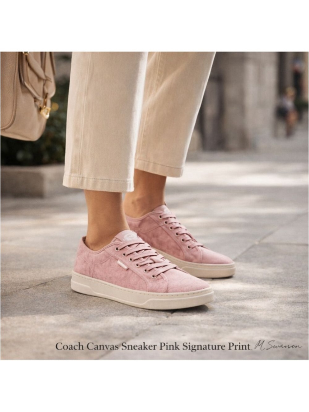 NEW Coach Canvas Sneaker Pink Signature Print CAS55 Size 6.5B NIB
